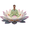 Man meditating on open lotus flower