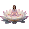 Woman meditating on open lotus flower