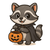Raccoon with Halloween basket