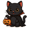 Chaton Halloween Citrouille Magie