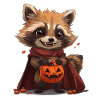 Halloween Raccoon with Pumpkin
