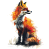 Peinture géométrique renard aquarelle