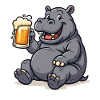Nilpferd mit Pint Bierfreude