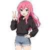 Anime-Mädchen mit rosa Kapuzenpullover