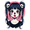 Kawaii Skull Hair Braids Gothic Girl