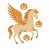 Winged steed with pumpkins
