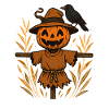 Pumpkin Ghost Scheuch with Raven