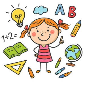 Cartoon Mädchen Lernen Kinder Schule T-Shirt