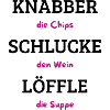 Chips Wein Suppe Typografie