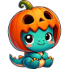 Cute Halloween Dino Dinosaur T-Rex Pumpkin