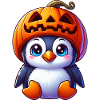 Cute Halloween Penguin with Pumpkin Cartoon
