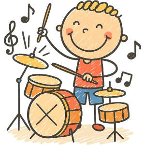 Cartoon Junge spielt Schlagzeug Kinder T-Shirt