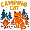 Camping cat at the campfire