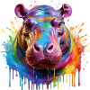 Bunter Hippo Farbexplosion