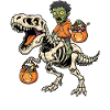 Zombie Riding Skeleton T-Rex Halloween Dinosaur
