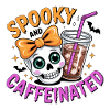 Skeleton Woman Head with Coffee