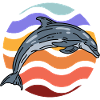 Dolphin in wave pattern