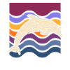 Delfin auf farbigen Wellen