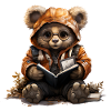 Buchlesender Teddybär Herbstoutfit