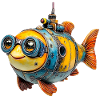 Steampunk fish with glasses