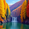 Waterfall Autumn Golden Forest