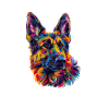 Chien Berger Peinture Blobs