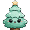 Cute Cartoon Christmas Tree with Star