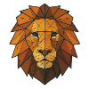 Geometric lion head in warm tones