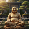 Golden Laughing Buddha Garden Figurine