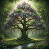Forest tree with lilac blossoms