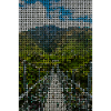 Grid landscape mountain river