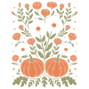 Autumnal Flowers And Pumpkins Illustration