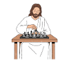 Saint Train aux échecs / Jesus Chess