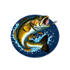 Walleye Fish Jump Fish Motif