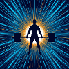 Barbell Hero im Lichtkreis