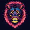 Majestic Lion – Retro Neon Art T-Shirt