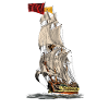 Historic sailing ship with flag