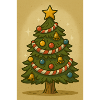 Weihnachtsbaum mit Zuckerschnur und Glocken