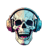 Skull with Neon Headphone Design