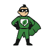 Eco superhero in green cape