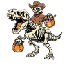 Cowboy Riding Skeleton T-Rex Halloween Dinosaur