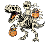 Mummy Riding Skeleton T-Rex Halloween Dinosaur
