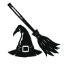 Witch Hat and Broom Silhouette