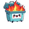 Kawaii Burning Trash Can