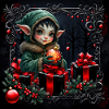 Christmas elf in festive scene