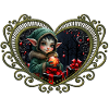 Christmas elf in ornate heart