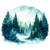 Fichtenschatten – Winterwald-Aquarell