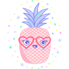 Rosa Ananas Herzbrille Kawaii