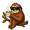 Coffee sloth with sunglasses