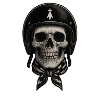 Skull biker helmet black and scarf